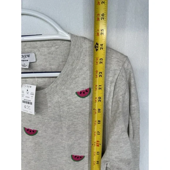NWT J. Crew Women's Oatmeal Watermelon Teddie Sweater Size Large - Picture 4 of 5
